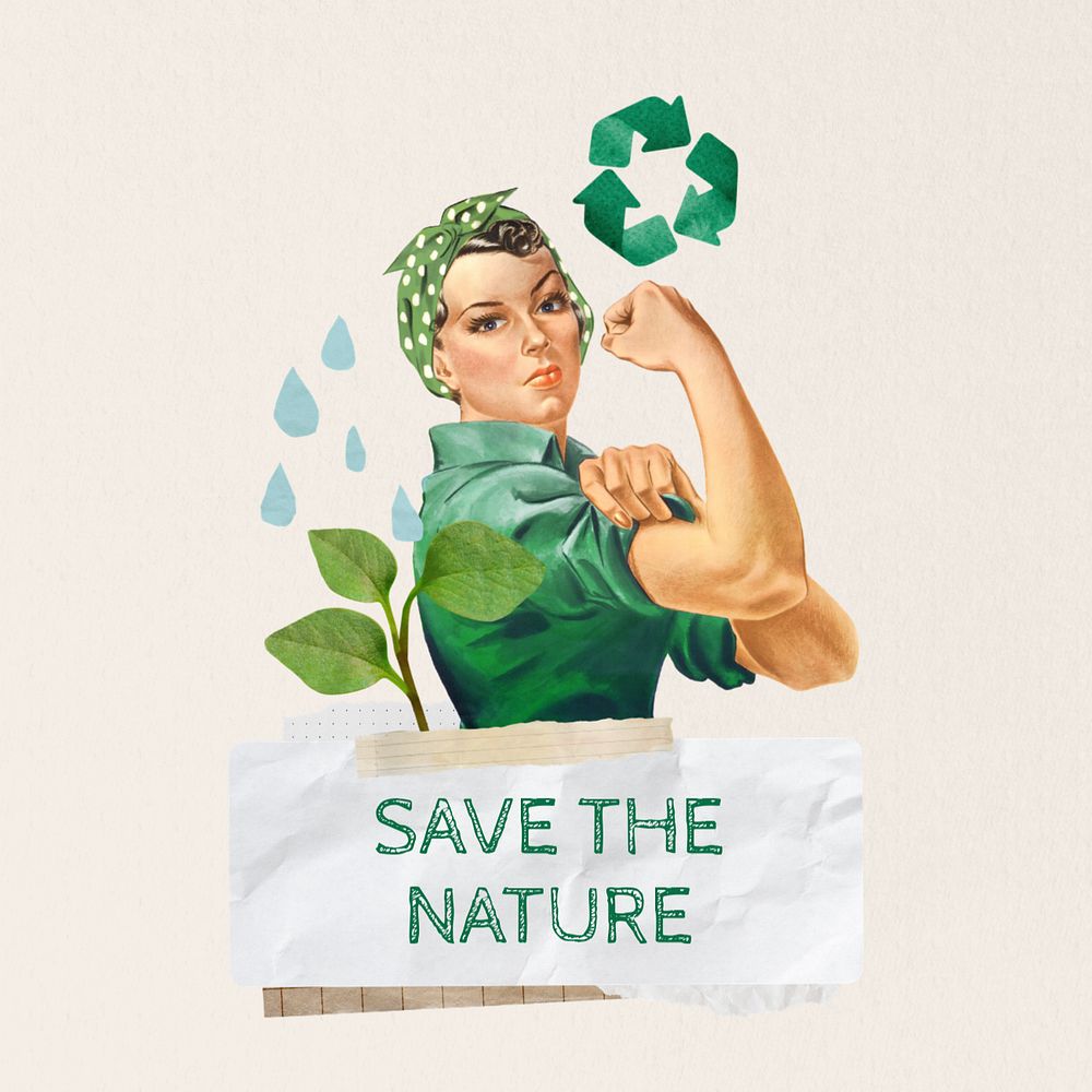 Save the nature word editable collage art. Remixed by rawpixel.