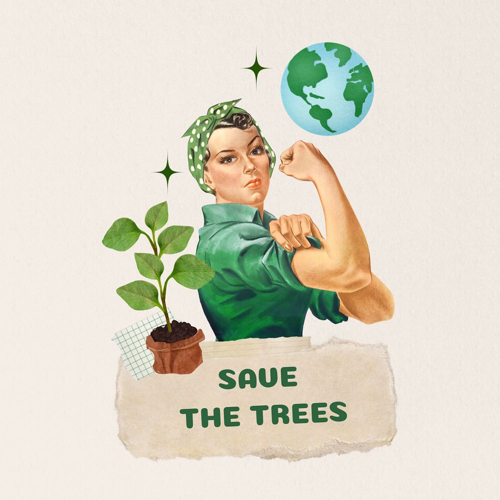 Save the trees word editable collage art. Remixed by rawpixel.