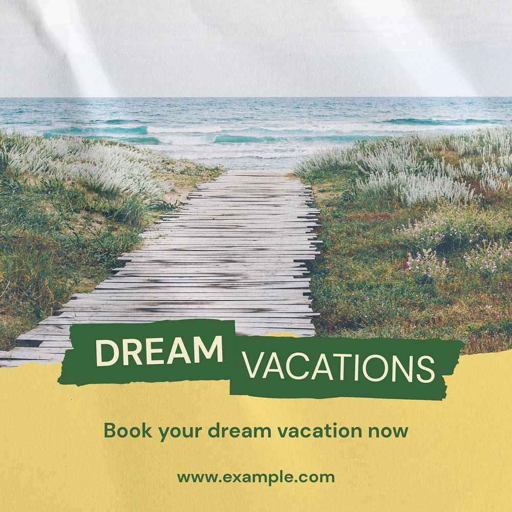 Dream vacation Instagram post template, editable text