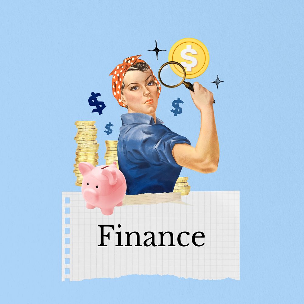 Finance word editable collage art. Remixed by rawpixel.