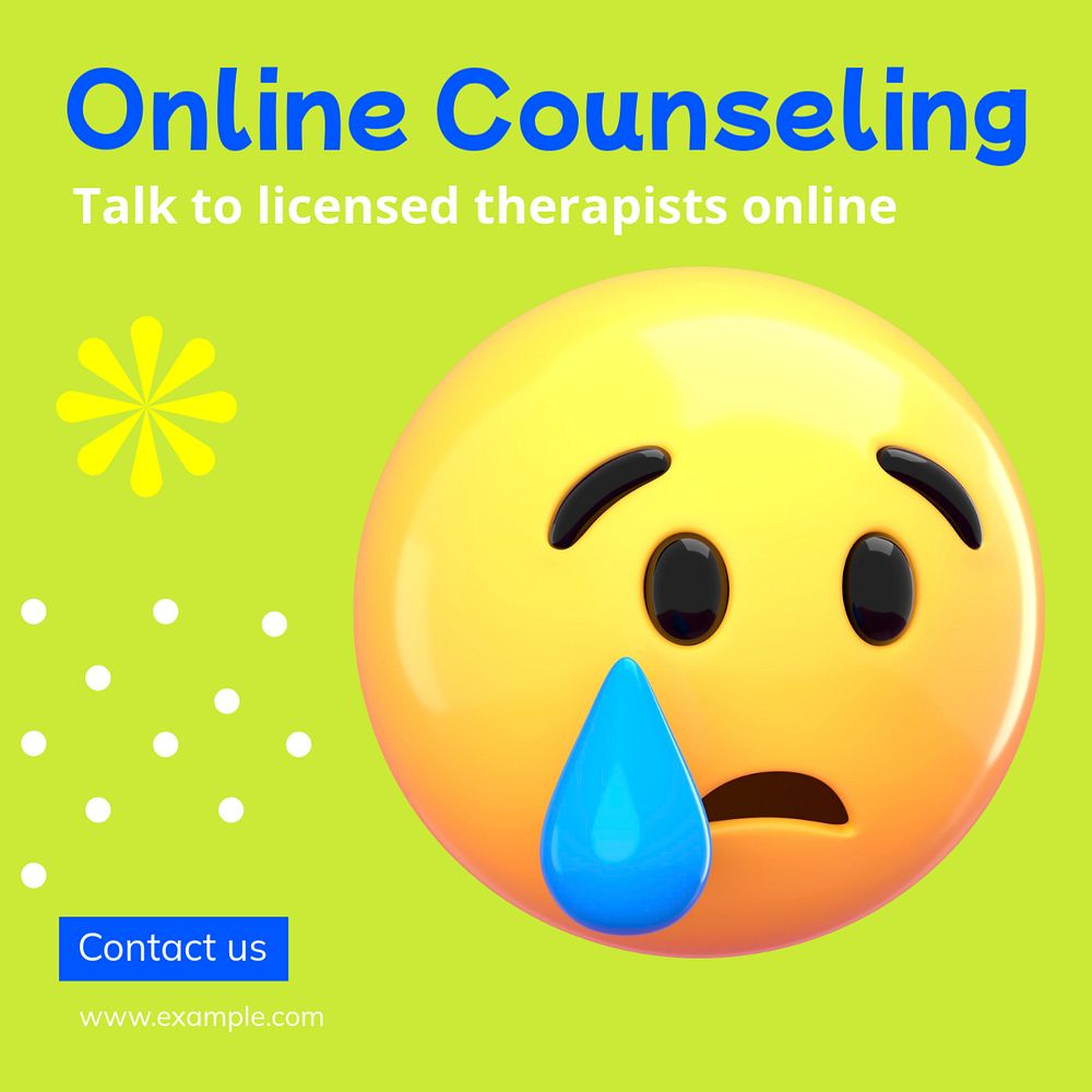 Online counseling Instagram post template, editable text