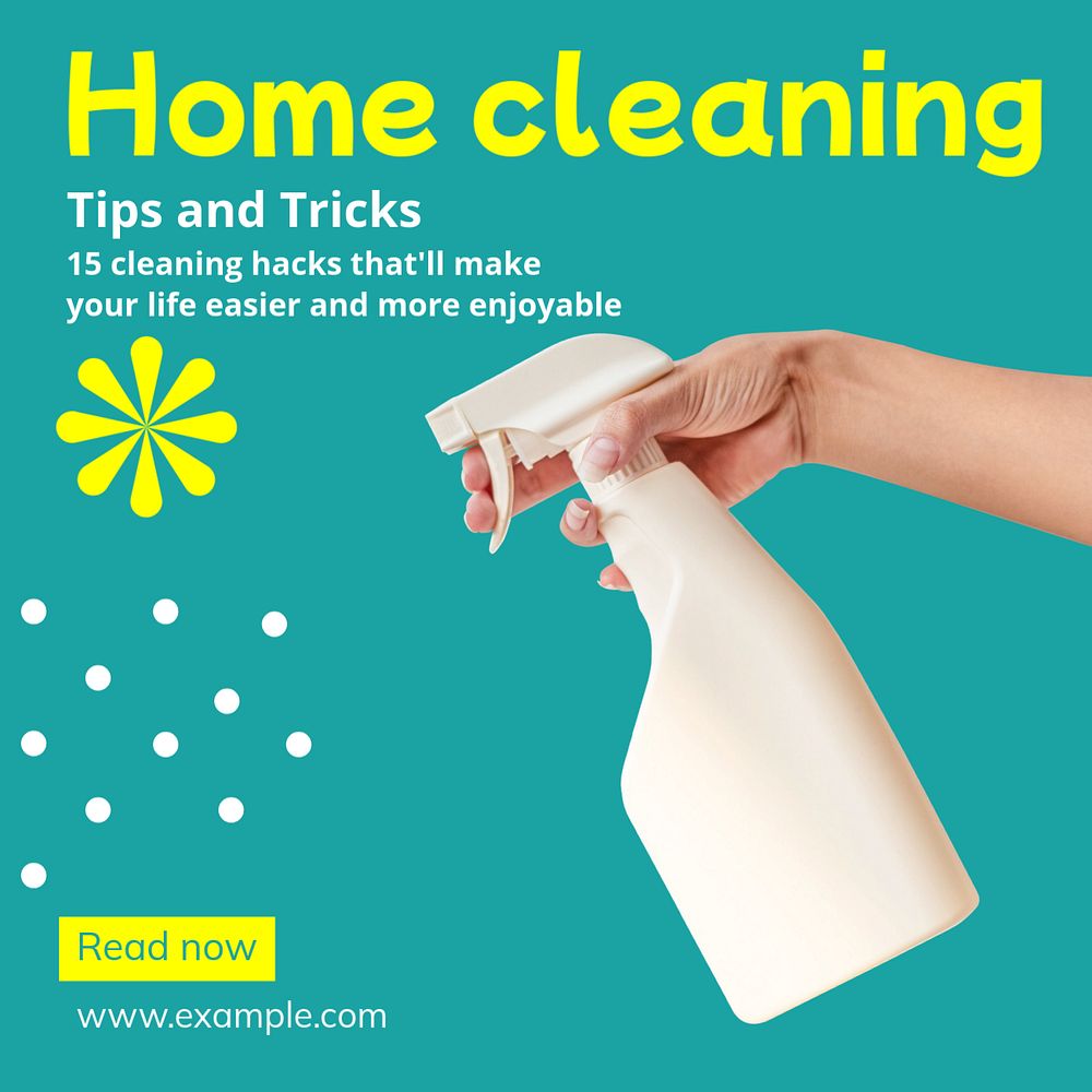 Home cleaning Instagram post template, editable text