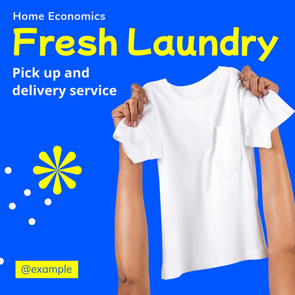 Laundry service Instagram post template, editable text