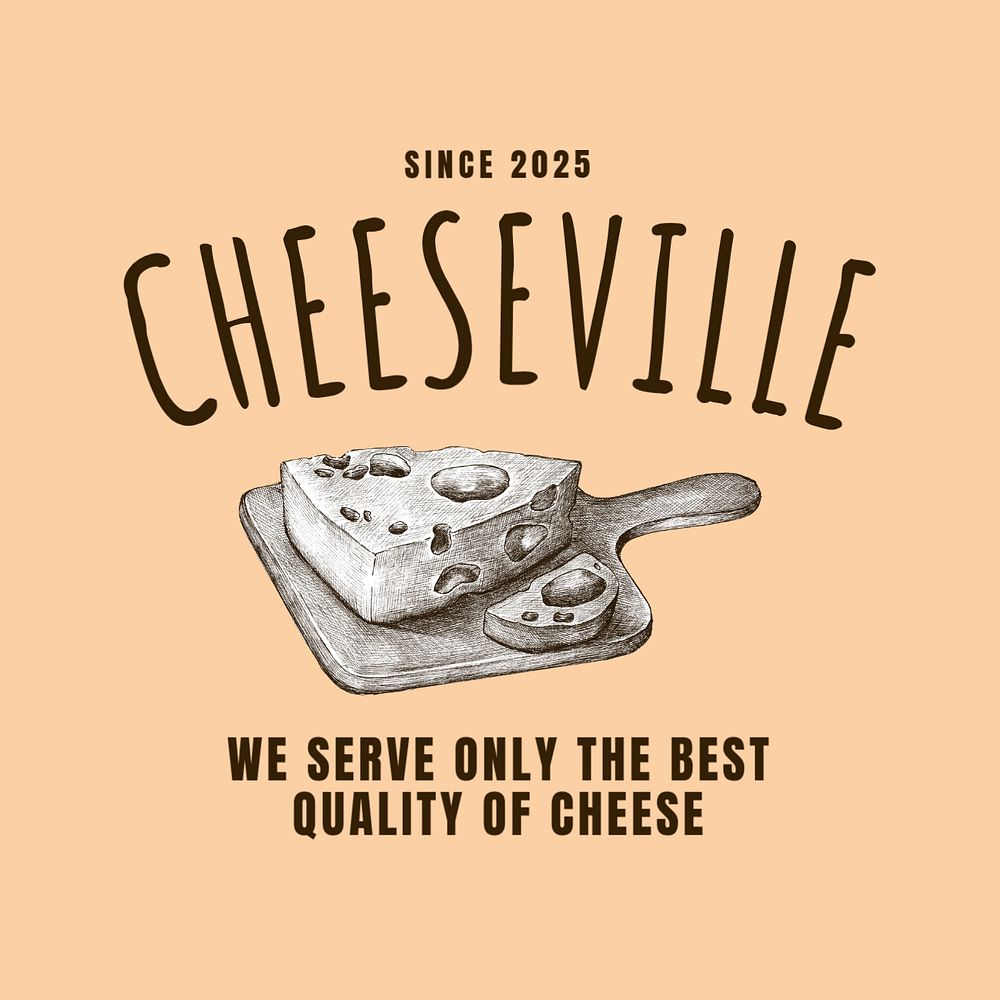 Cheese shop  logo template, editable design