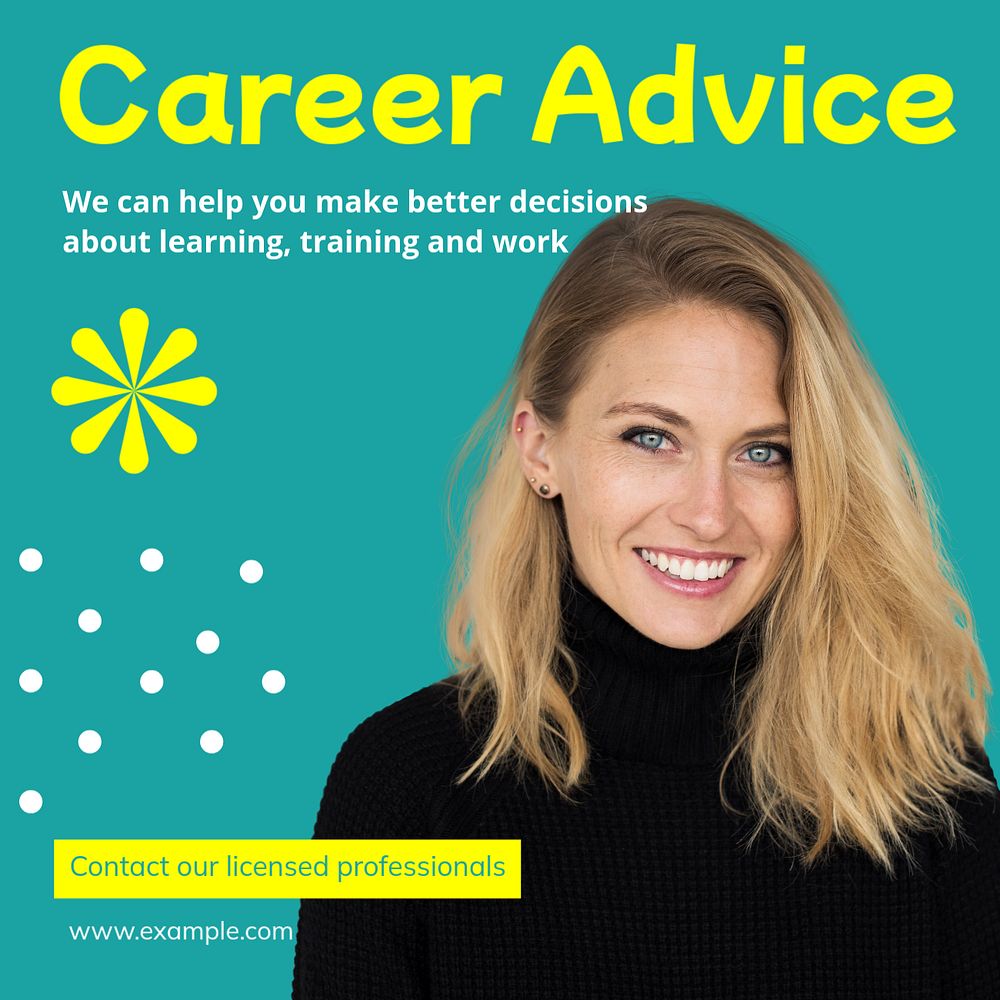 Career advice Instagram post template, editable text