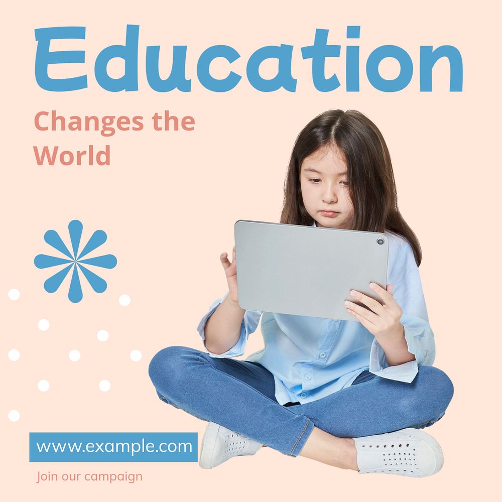 Education campaign Instagram post template, editable text