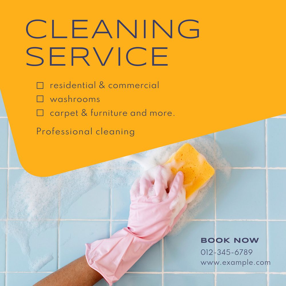 Cleaning service Instagram post template, editable text