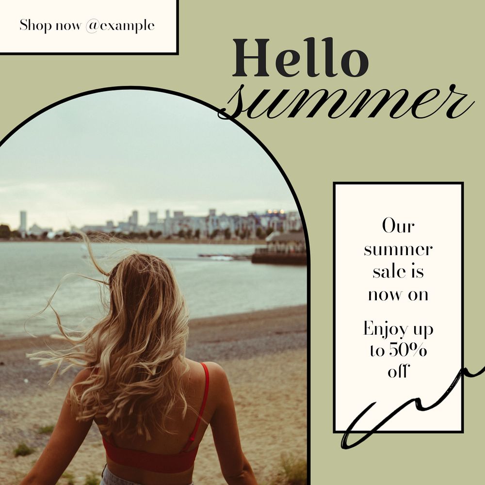 Summer sale Instagram post template, editable text