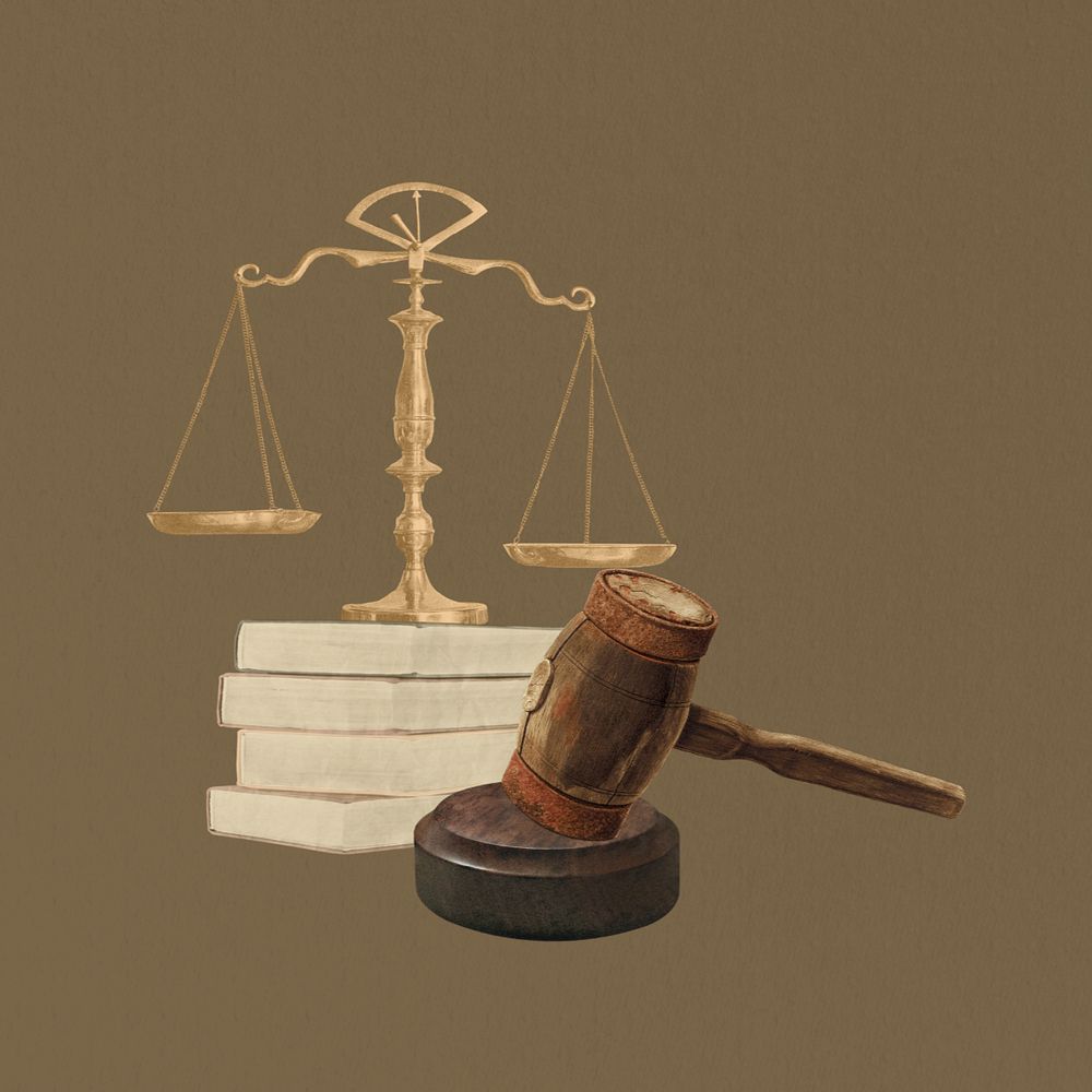 Justice scale & gavel, legal editable design. Remixed by rawpixel.