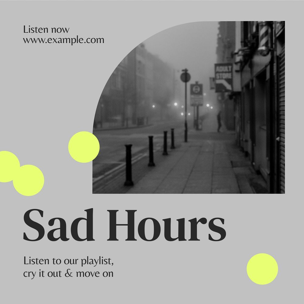 Sad songs Instagram post template, editable text