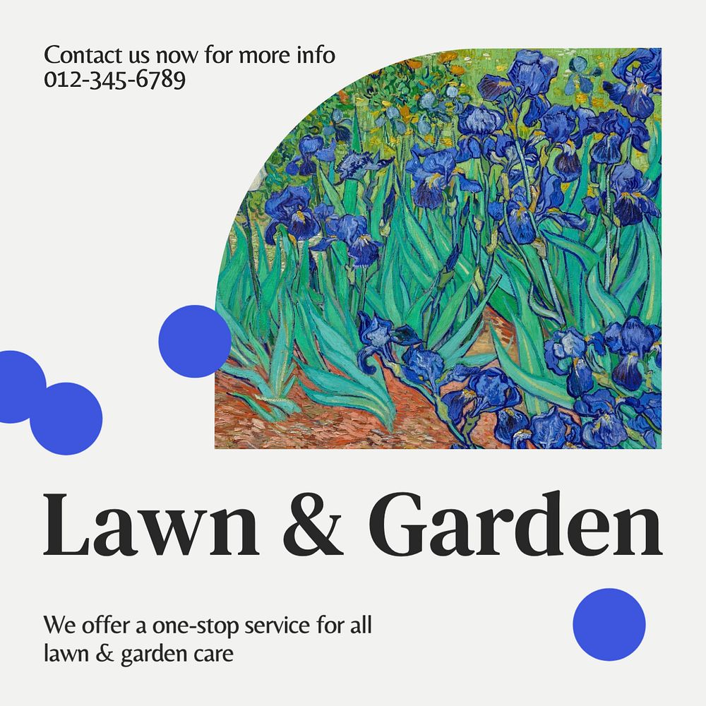 Lawn & garden Instagram post template, editable text