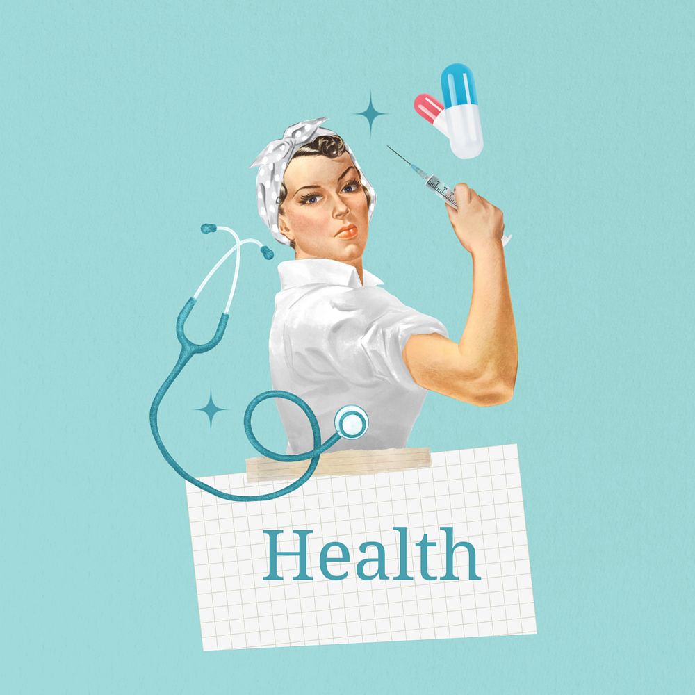 Health word editable editable collage art. Remixed by rawpixel.