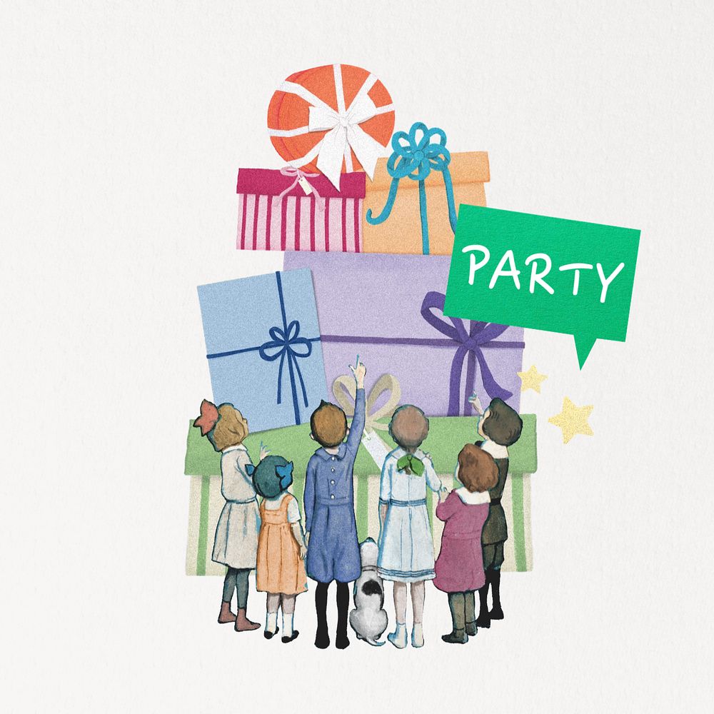 Party word editable collage art. Remixed by rawpixel.