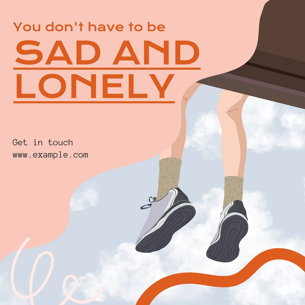 Sad and lonely Instagram post template, editable design