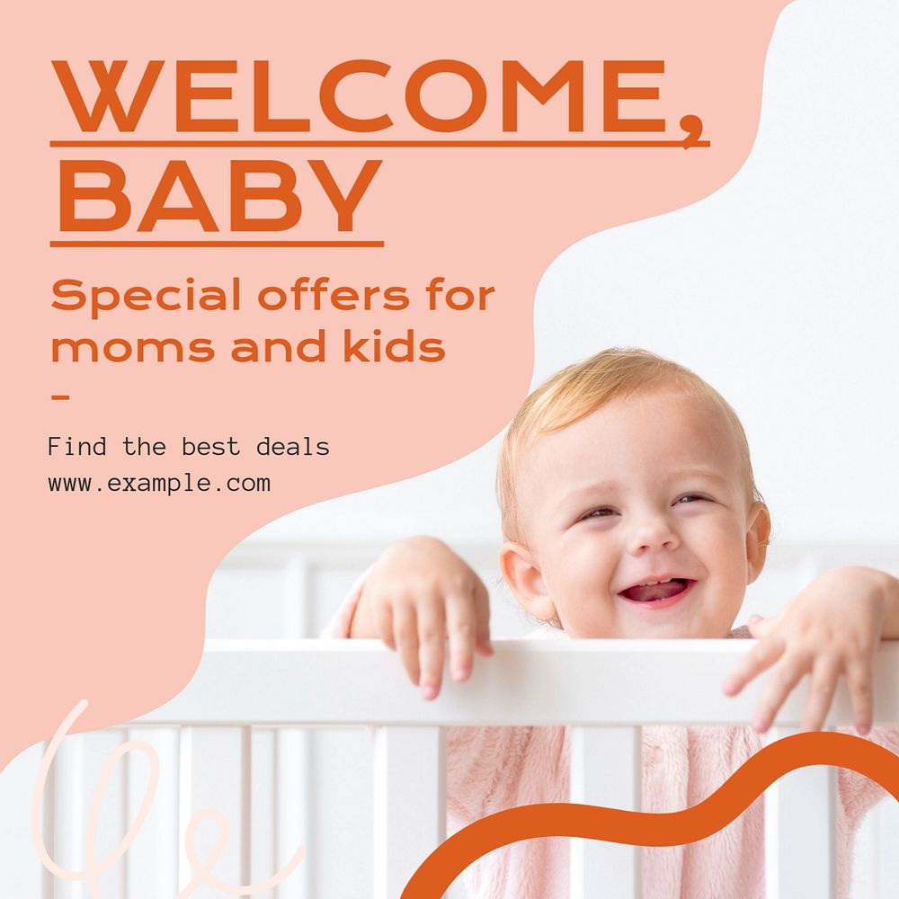 Mom & kid special offer Instagram post template, editable text