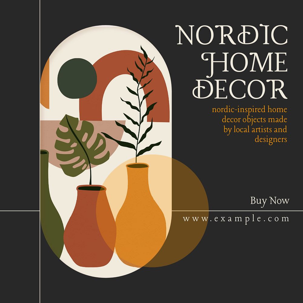 Nordic home decor post template, editable text for social media