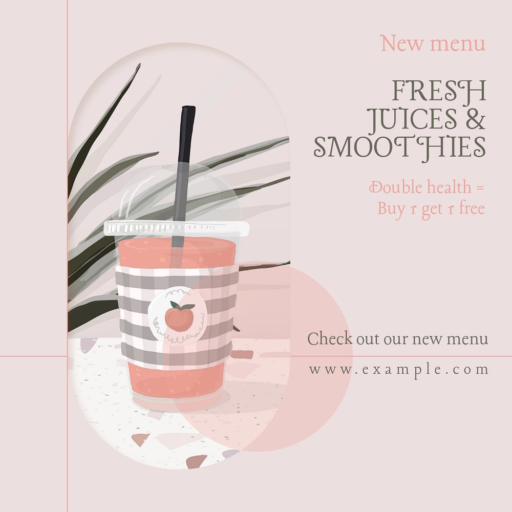 Juice cafe Instagram post template, editable text