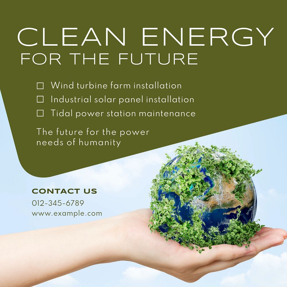 Clean energy Instagram post template, editable design