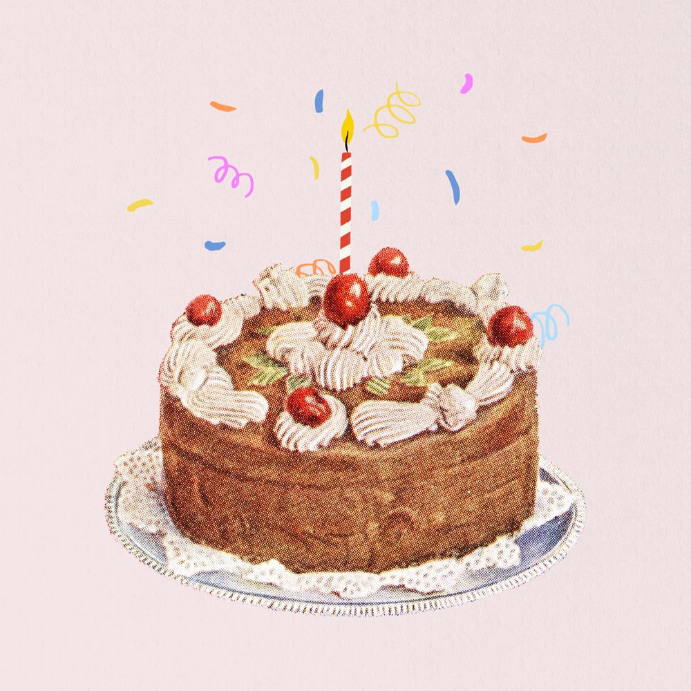 Vintage birthday cake, editable celebration design. Remixed by rawpixel.