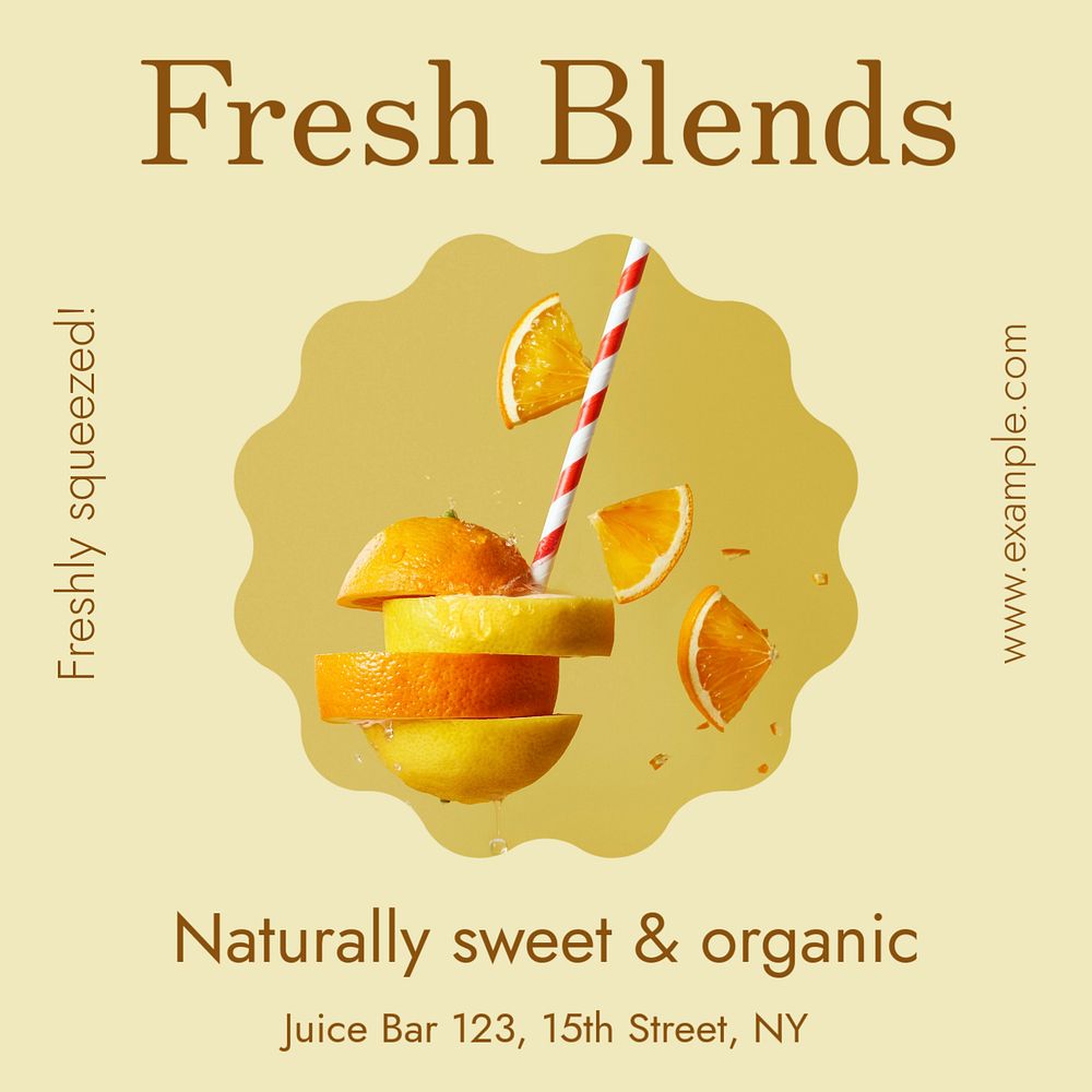 Fresh fruit blends Instagram post template, editable text