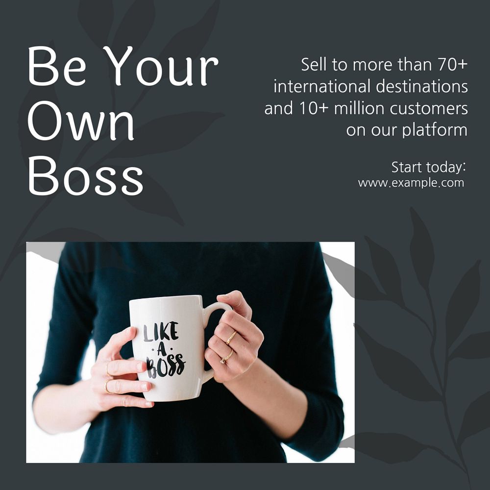 Your own boss Instagram post template, editable design