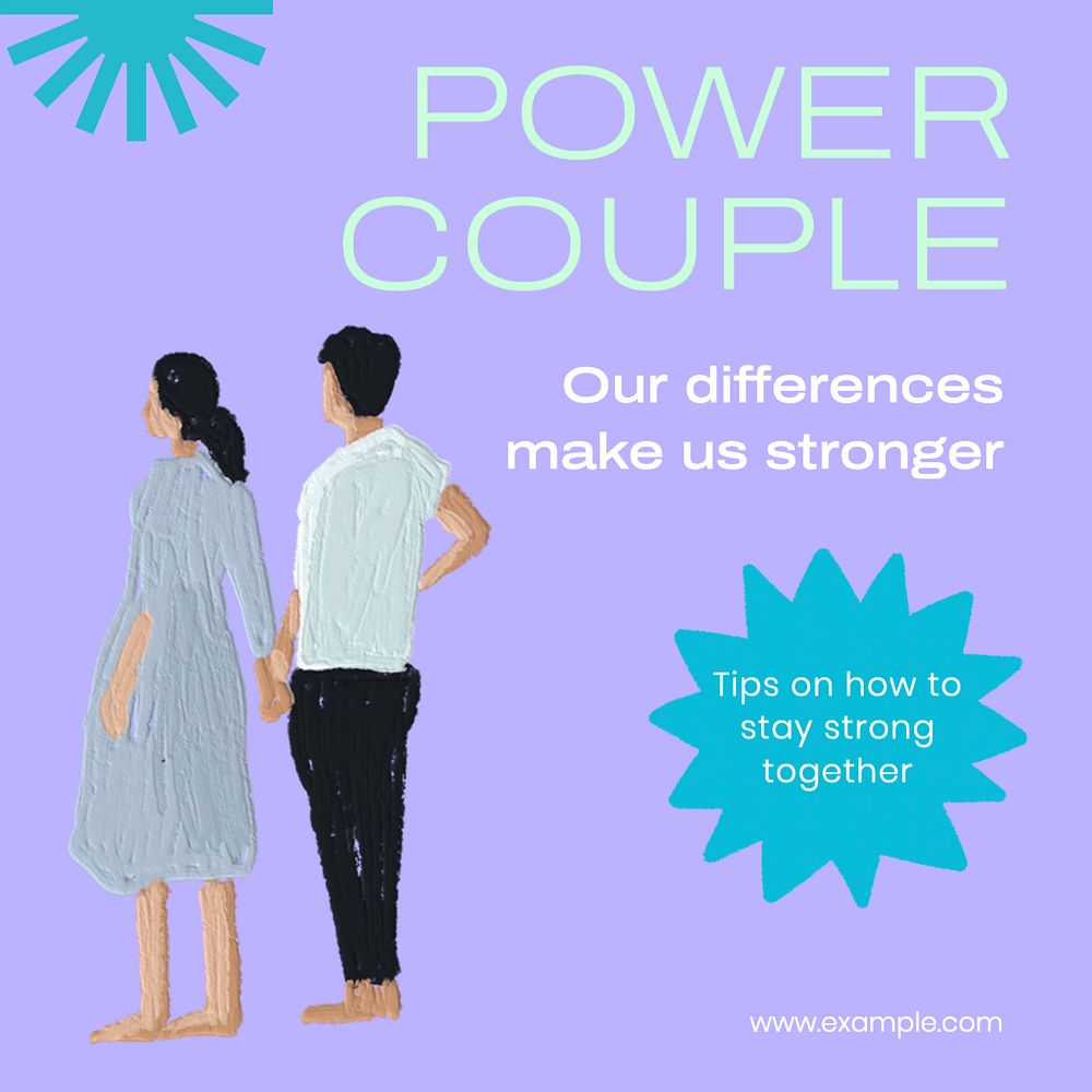 Power couple Instagram post template, editable text