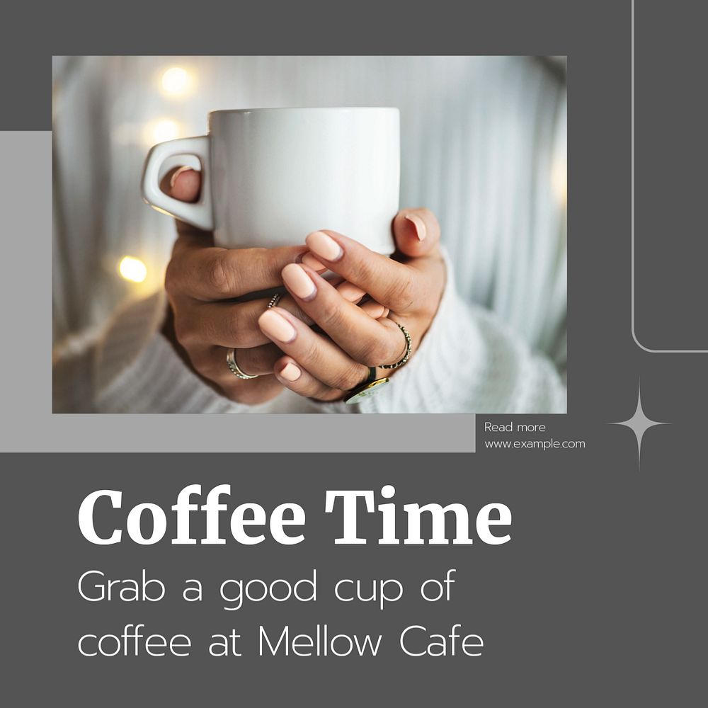 Coffee time Instagram post template, editable text