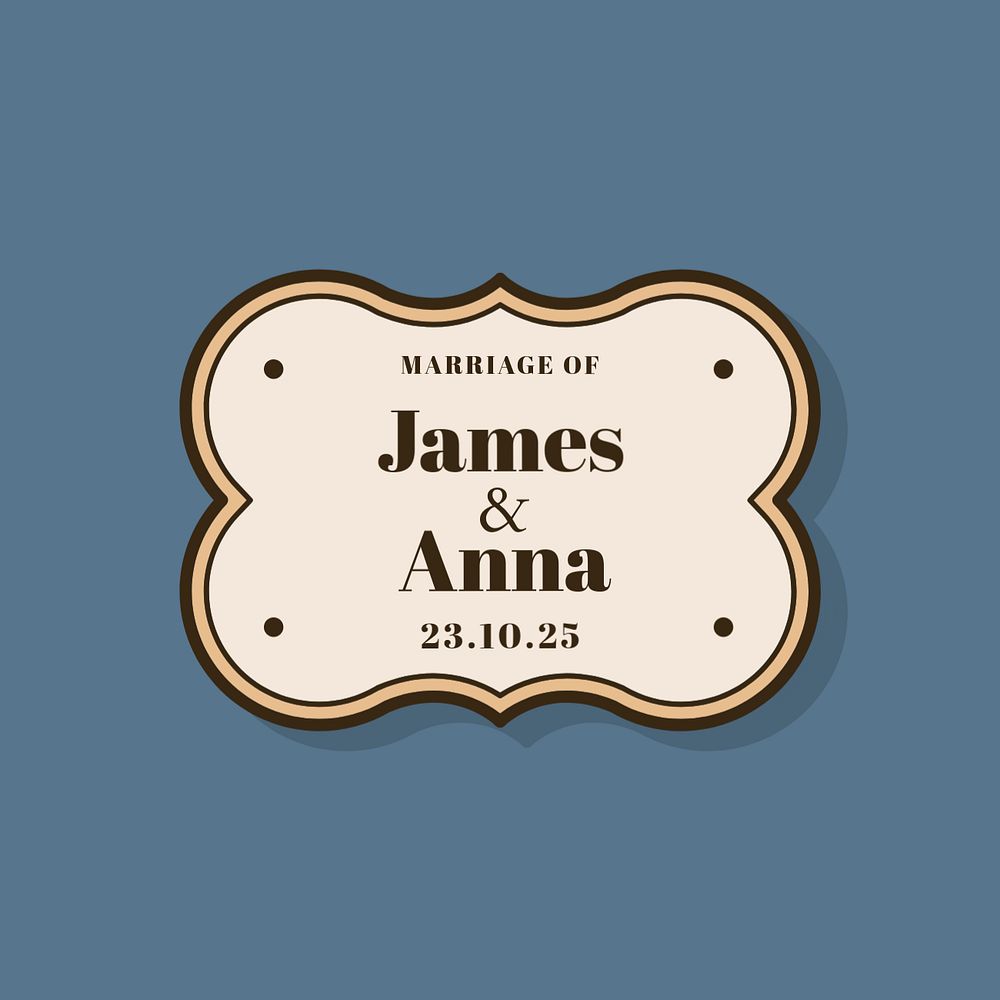 Retro wedding logo template, editable badge design