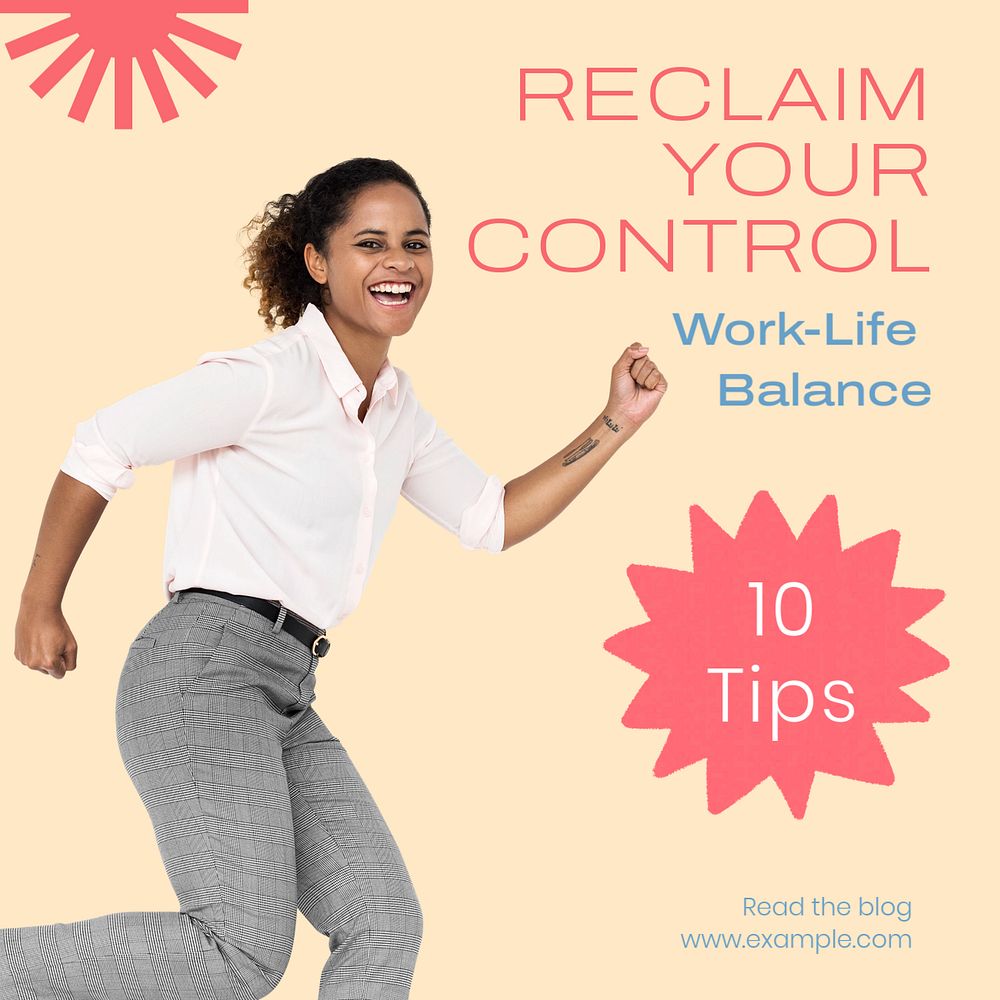 Work-life balance Instagram post template, editable text