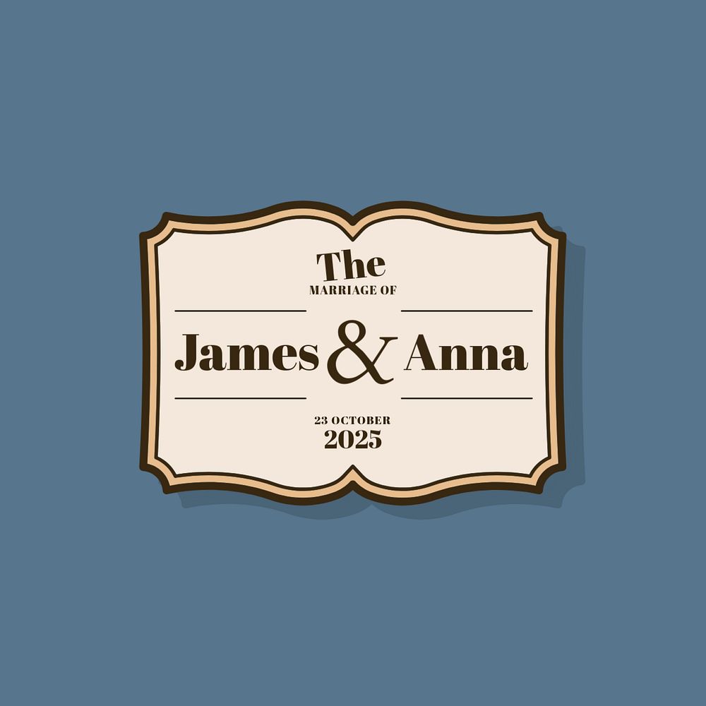 Retro wedding logo template, editable badge design