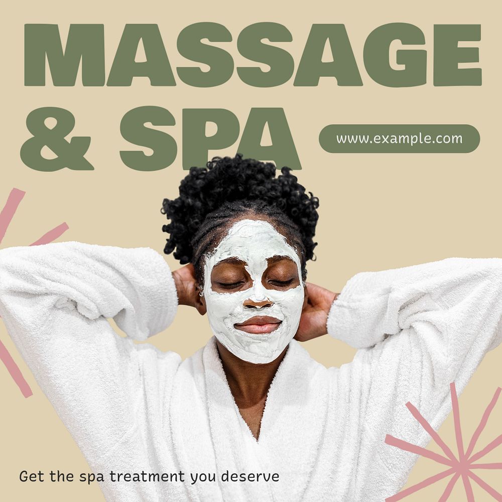 Massage & spa Instagram post template, editable text