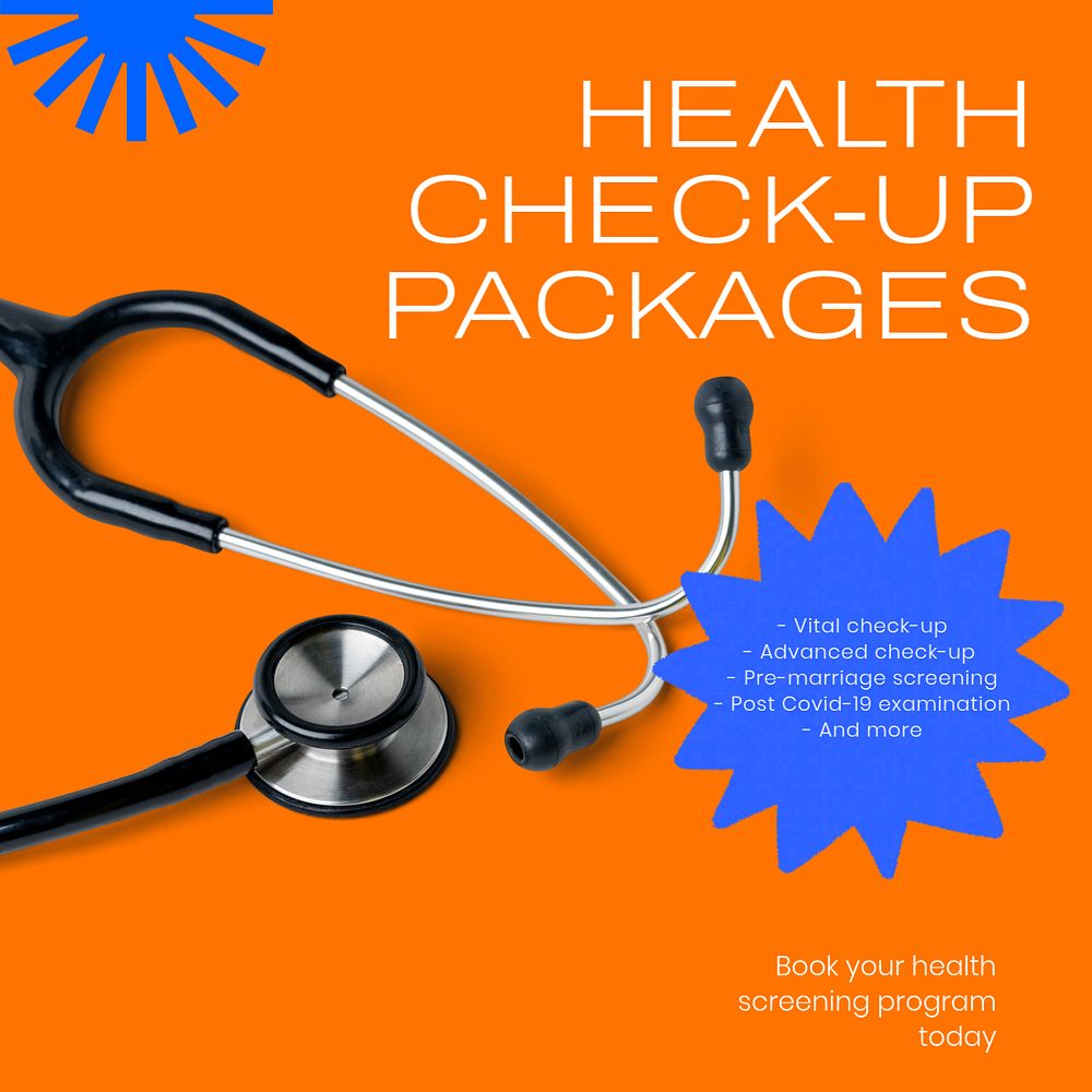 Health check-up packages post template, editable social media design