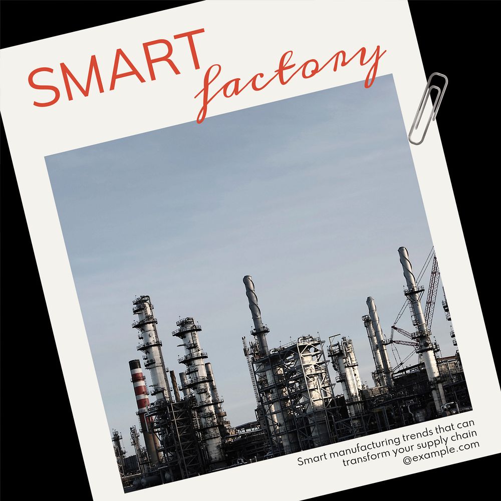 Smart factory Instagram post template, editable text