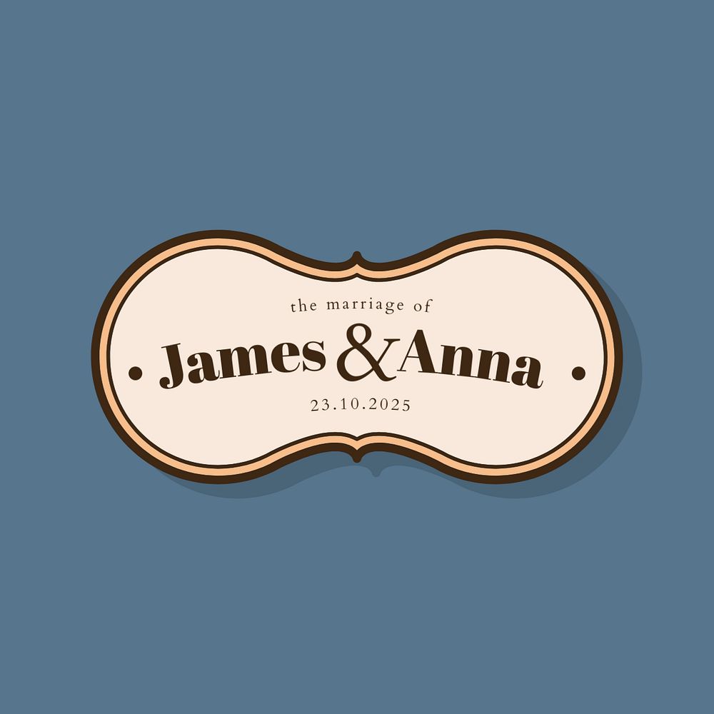 Retro wedding logo template, editable badge design