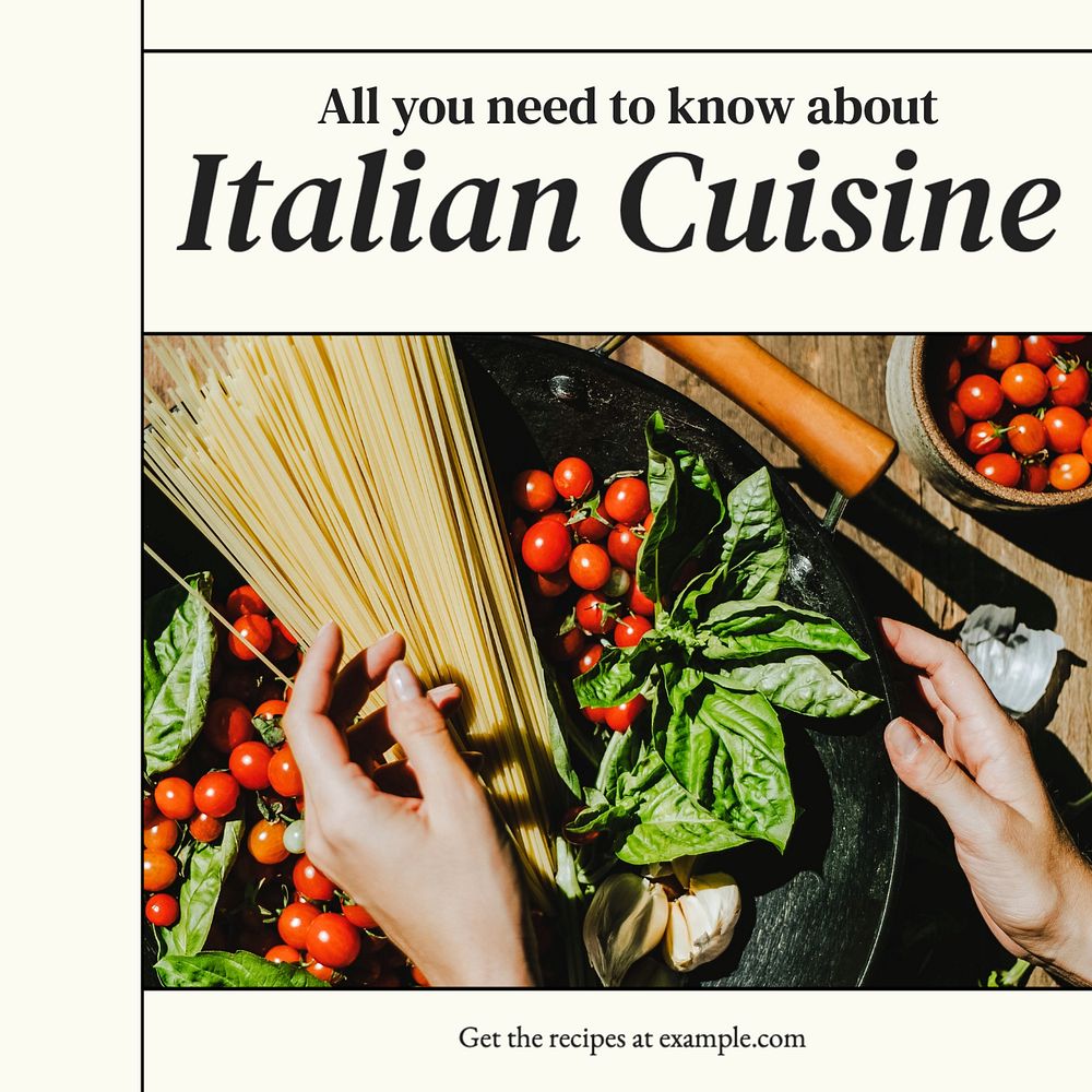 Italian cuisine Instagram post template, editable text