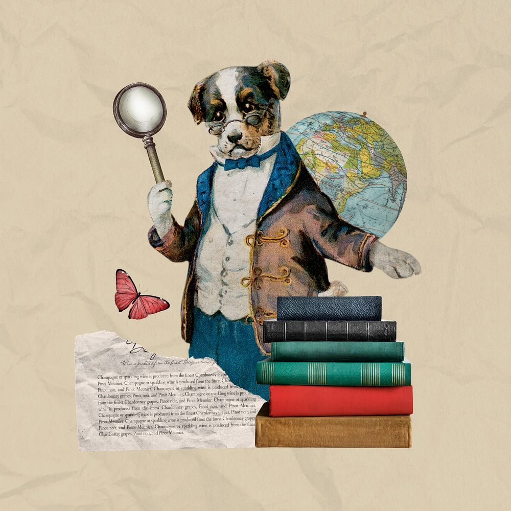 History education, dog teacher editable collage. Remixed by rawpixel.