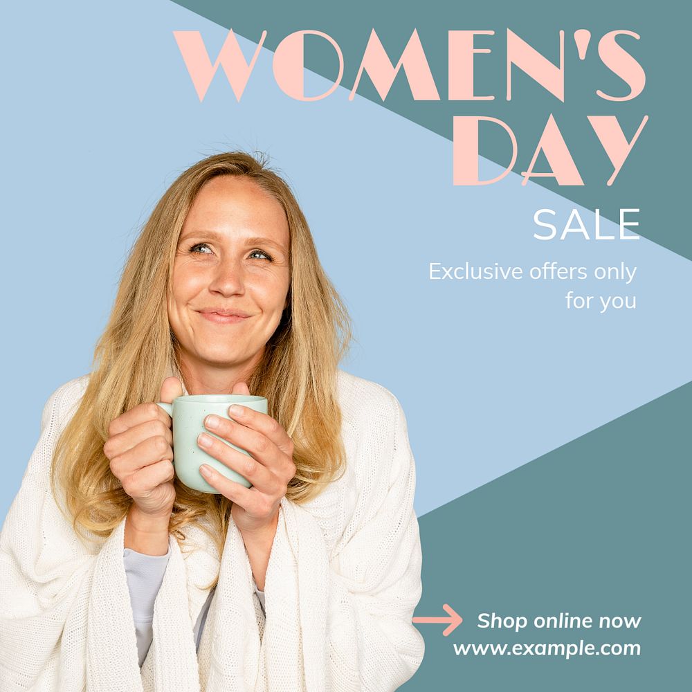 Women's day sale post template, editable social media design