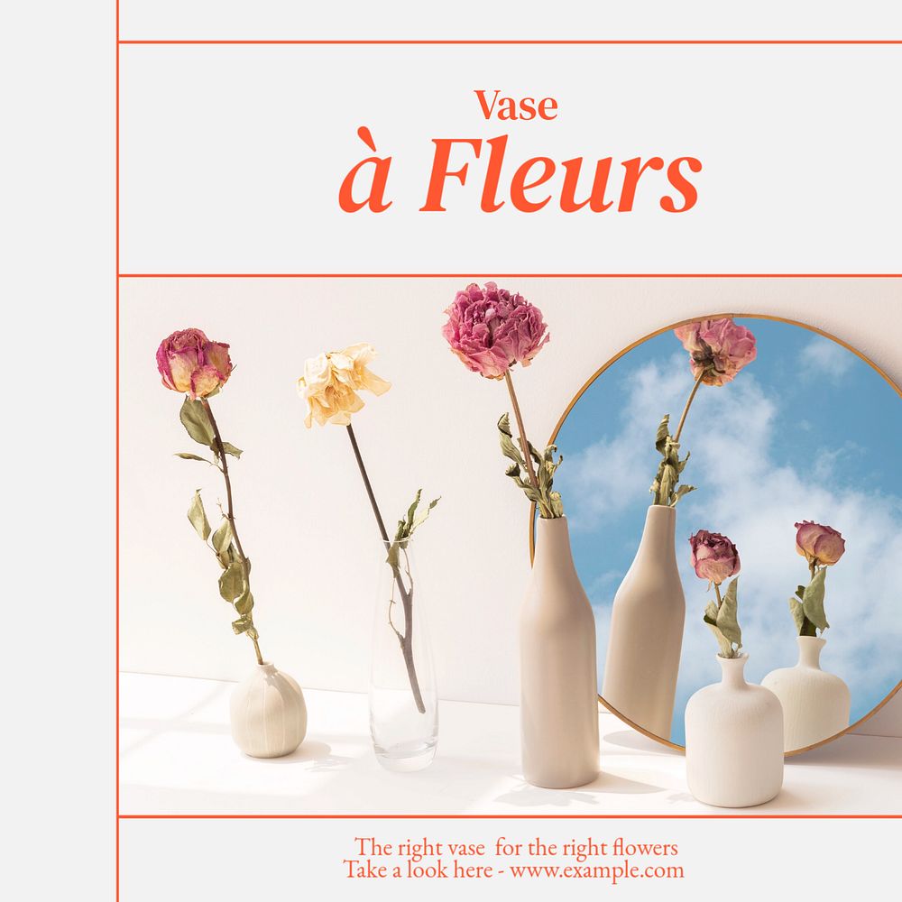 Flower shop Instagram post template, editable text