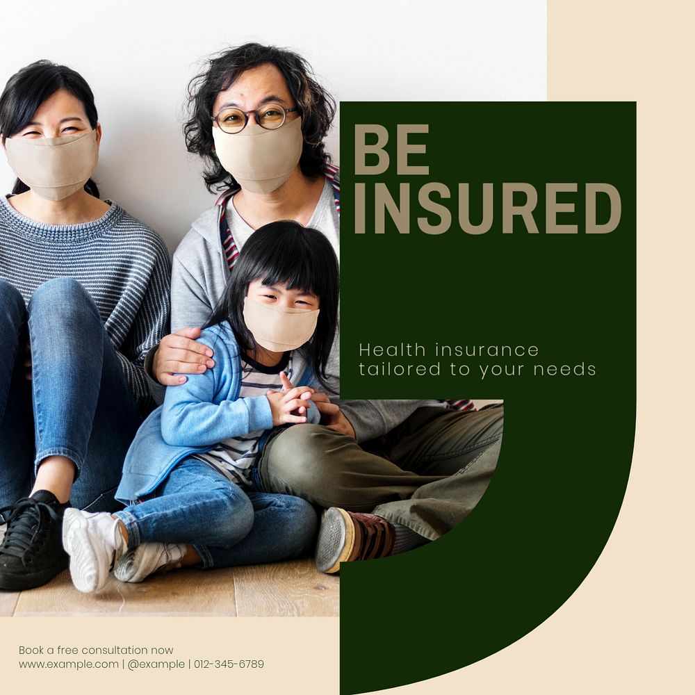 Health insurance Instagram post template, editable design