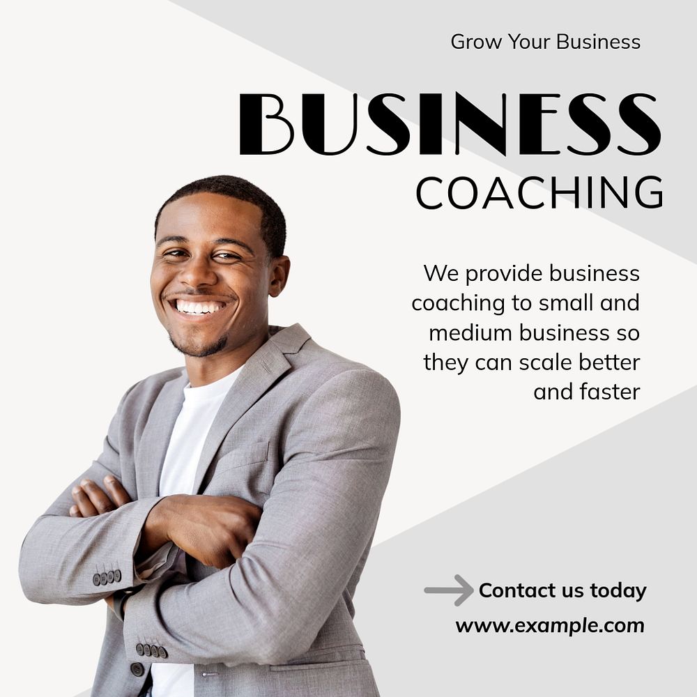 Business coaching Instagram post template, editable text