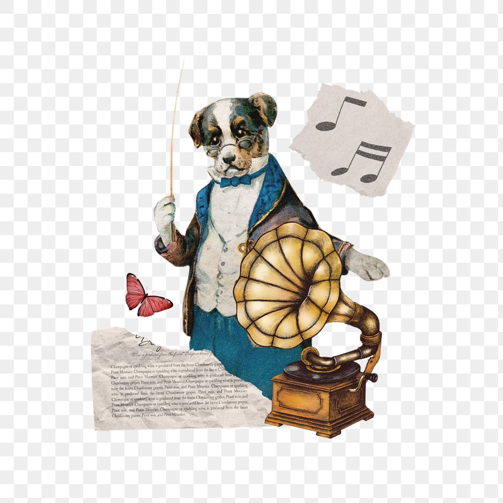 Dog music conductor png, editable entertainment collage. Remixed by rawpixel.