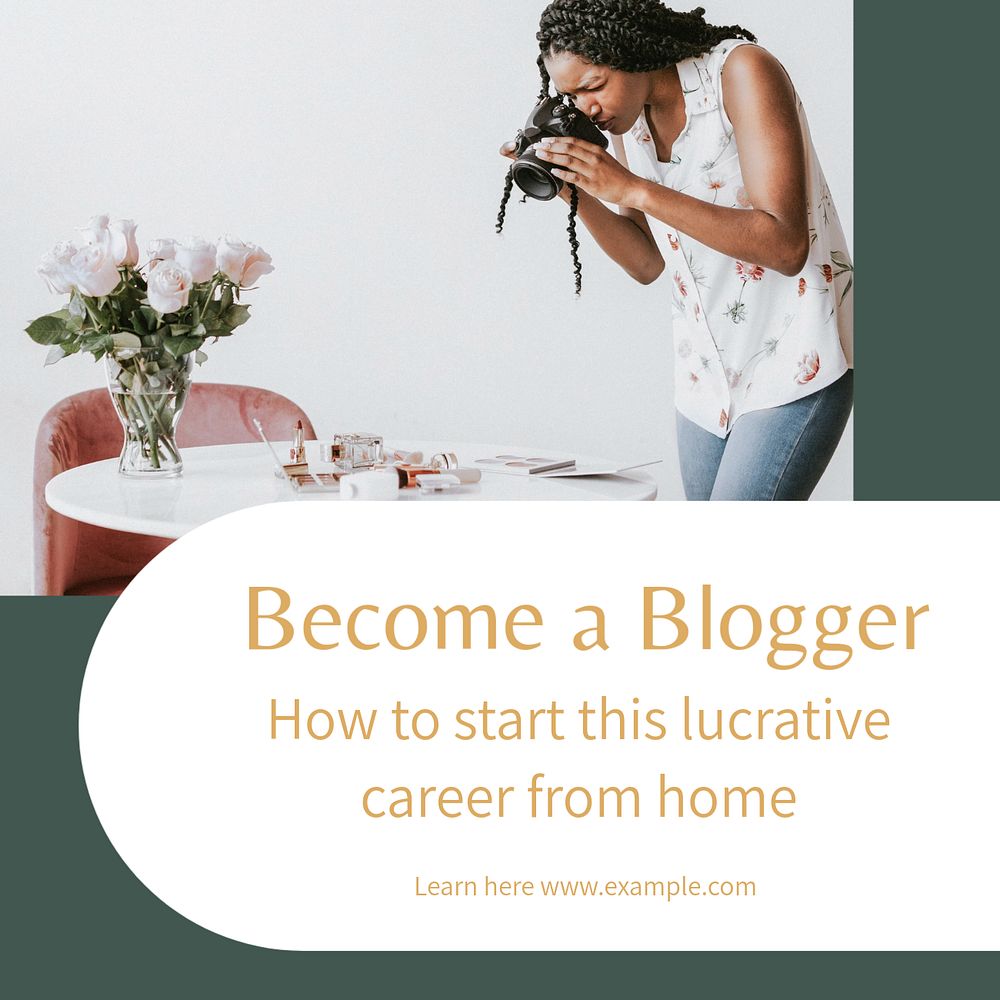 Become a blogger Instagram post template, editable text