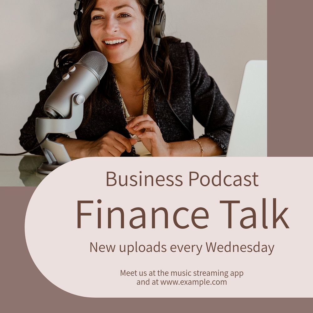 Business podcast Instagram post template, editable text