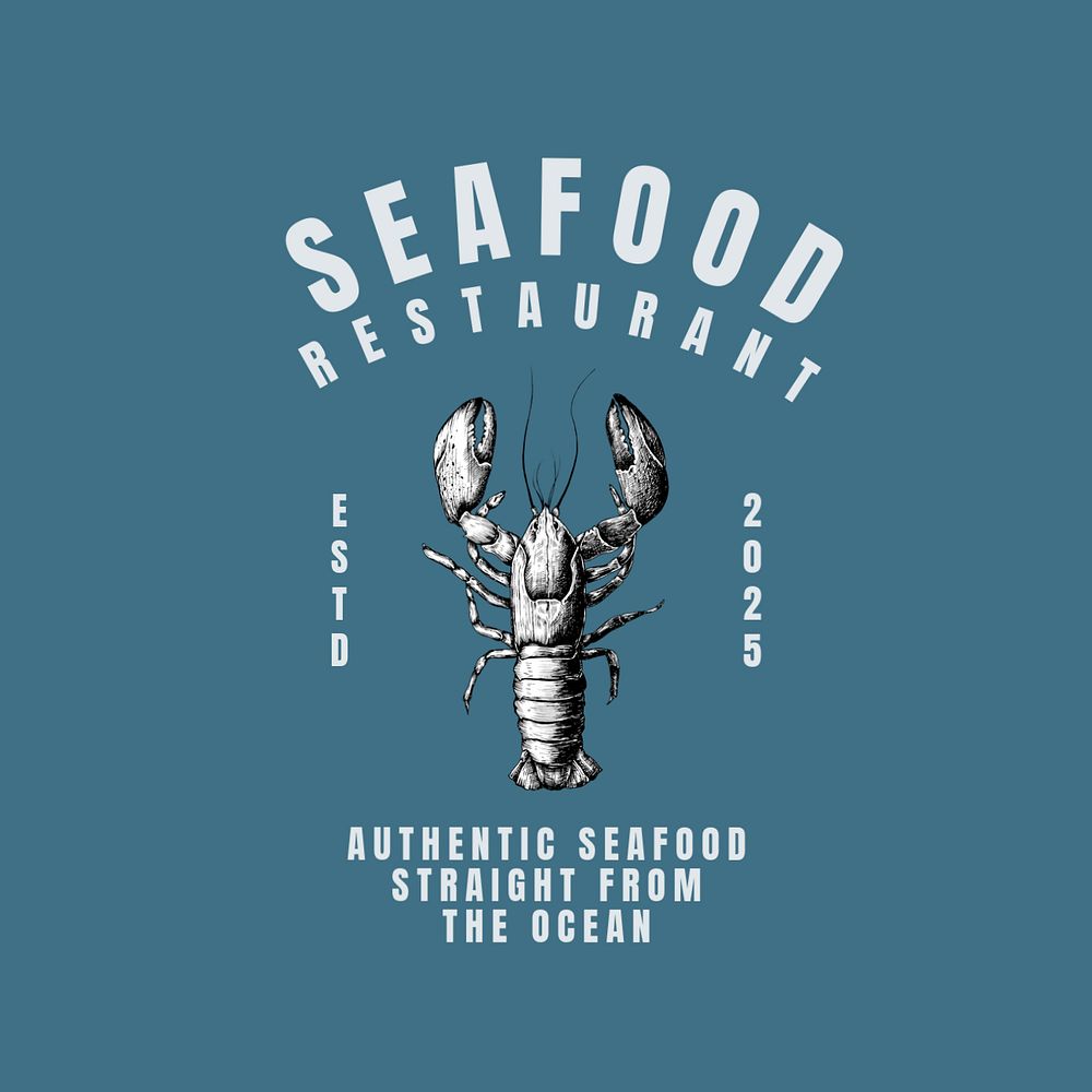 Vintage seafood logo template, editable design