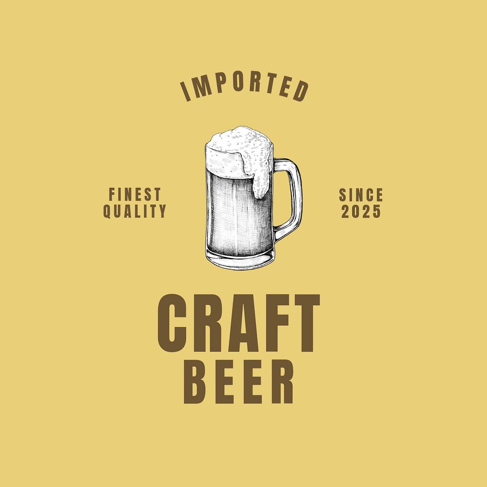 Craft beer logo template, editable design