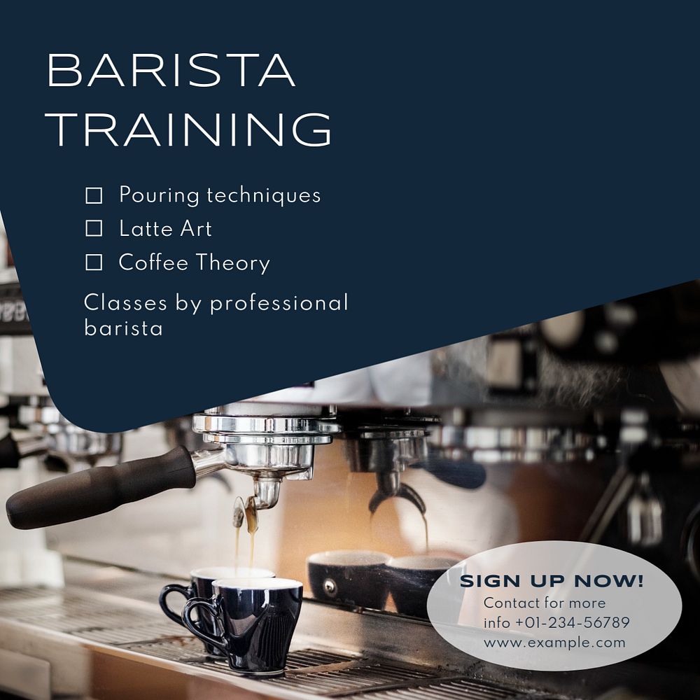 Barista training Instagram post template, editable text