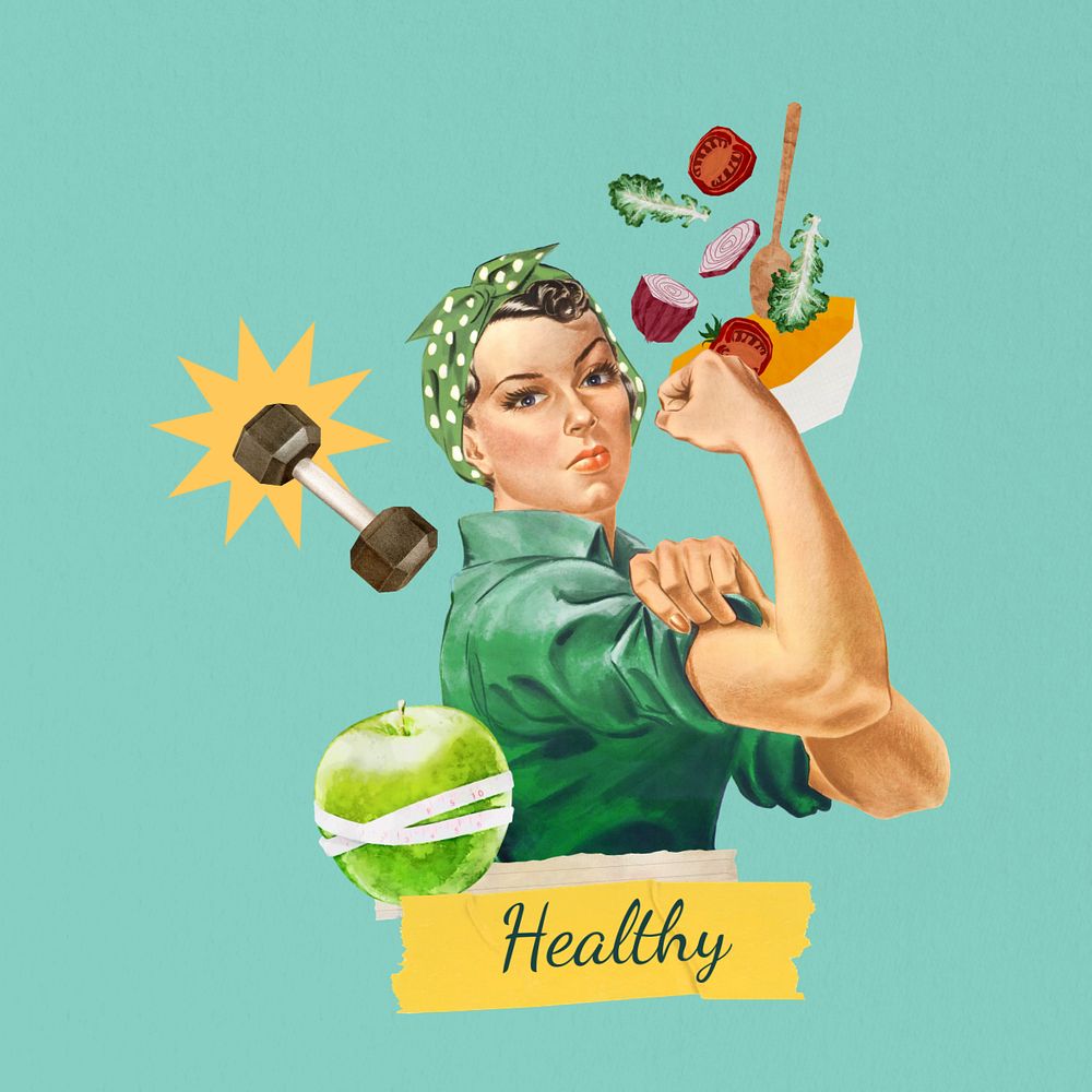 Healthy word editable collage art. Remixed by rawpixel.