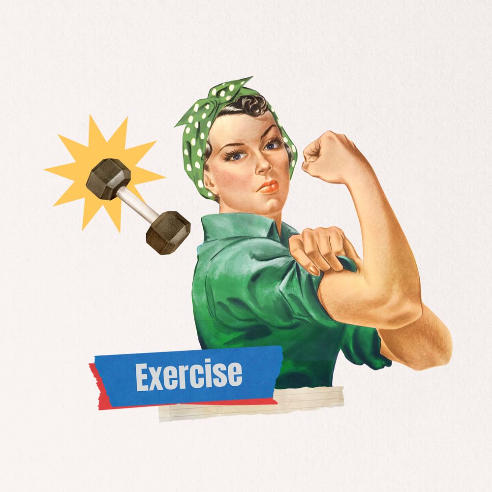 Exercise word editable collage art. Remixed by rawpixel.