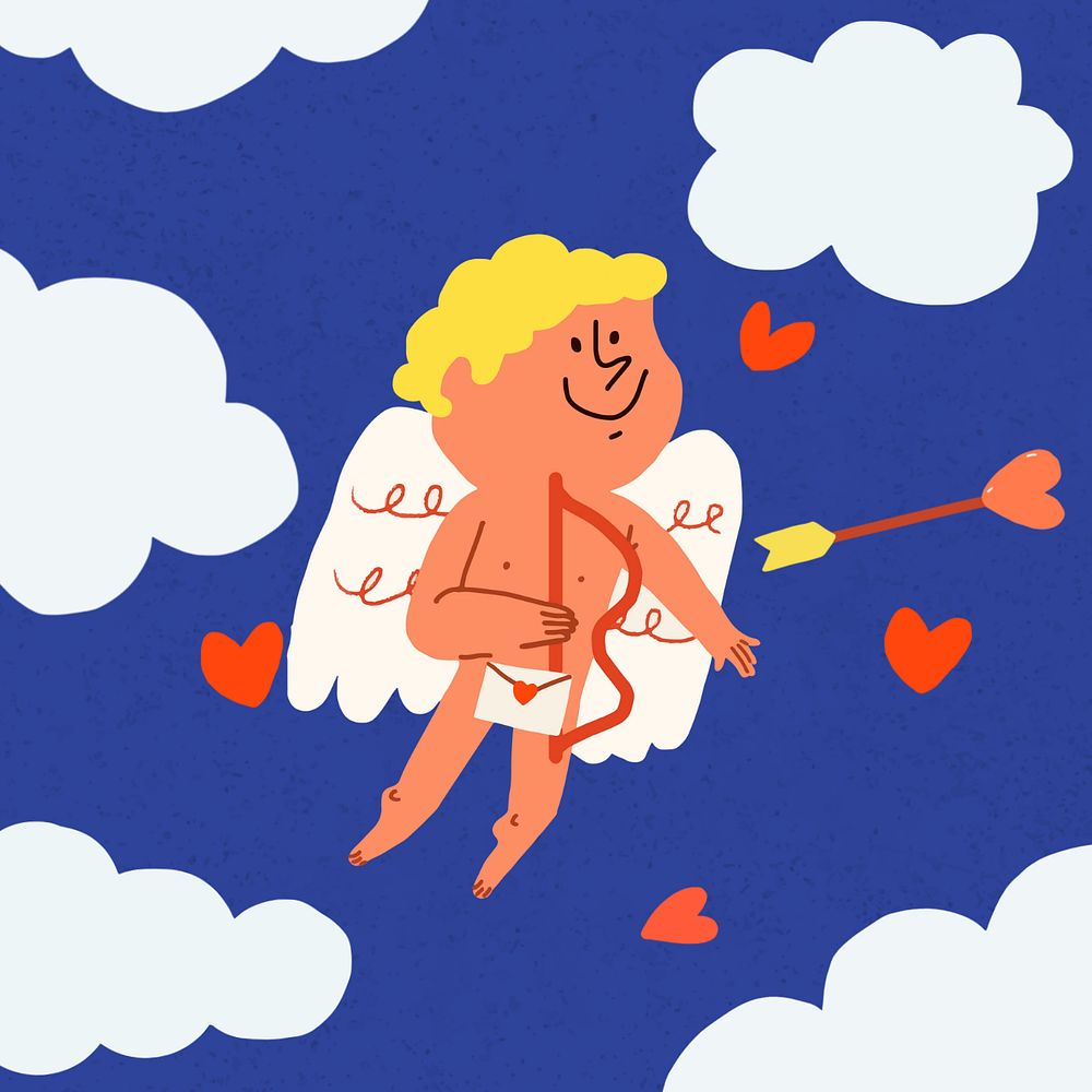 Cute cupid doodle illustration, editable design