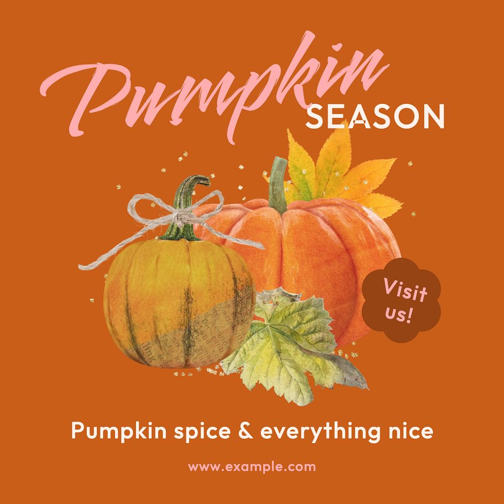 Pumpkin season Facebook post template, editable design